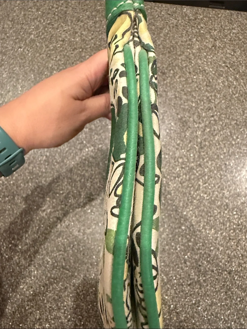 New York & Company Green and Yellow Floral Canvas Clutch